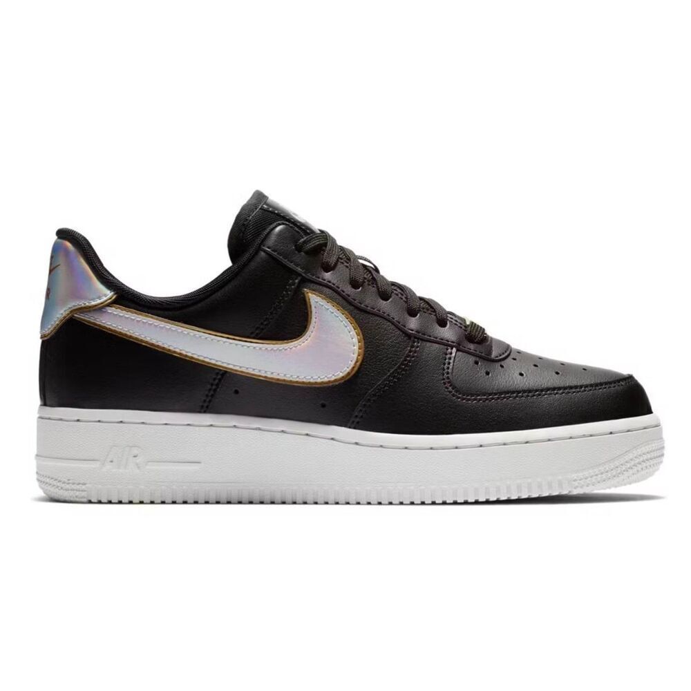NIKE Air Force 1 Low 'Metallic Swoosh Black' Sneakers Size 9.5